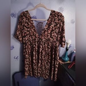 Free People Black And Pink Floral Blouse